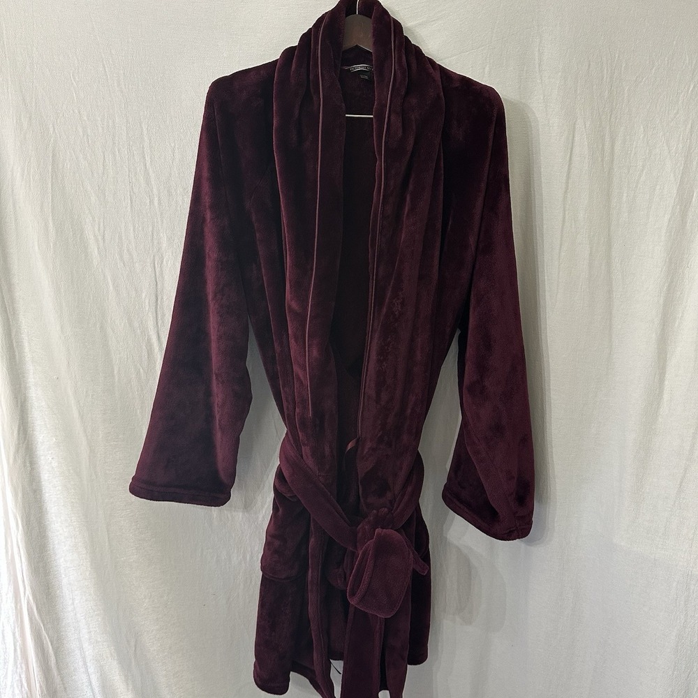 Victorias Secret Robe Plush Super Soft XL Logo Imprint Burgundy
